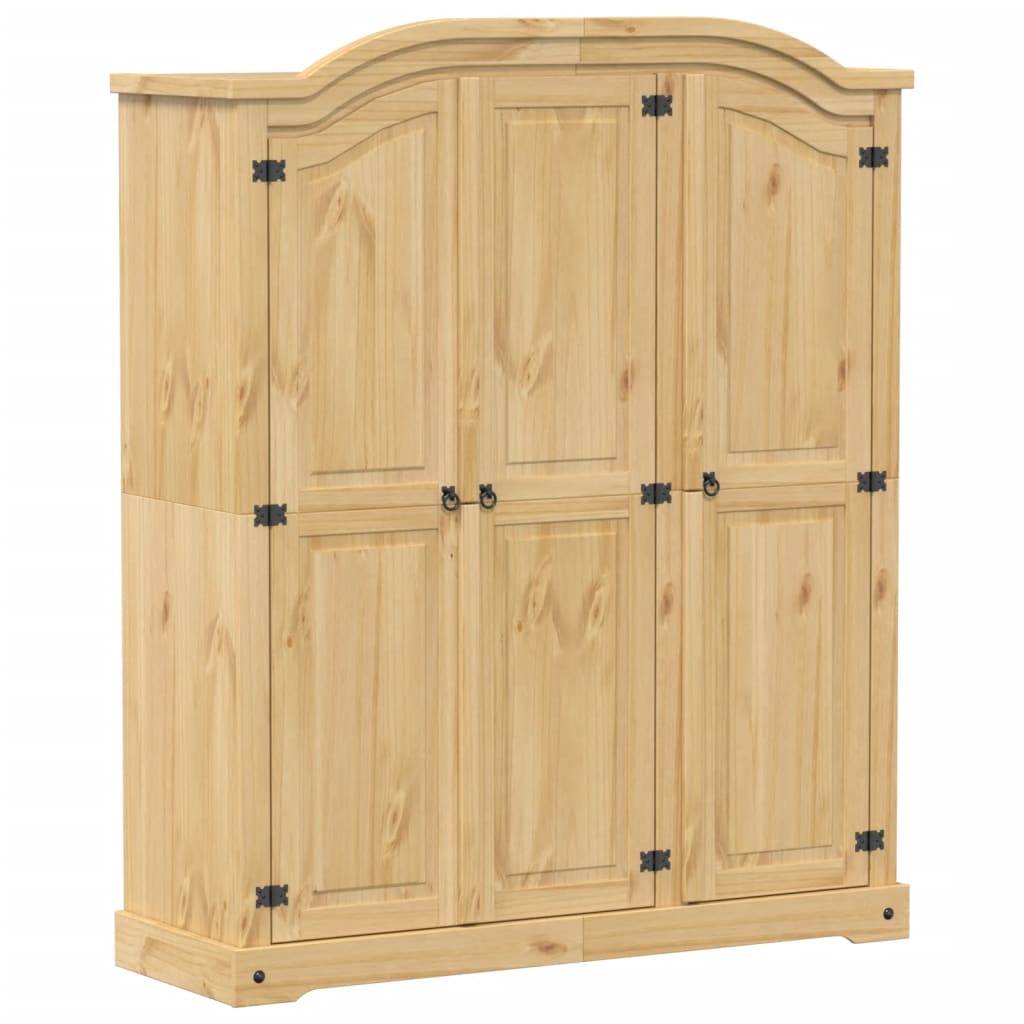 Armoire Corona 151,5x52x186 cm en bois de pin massif