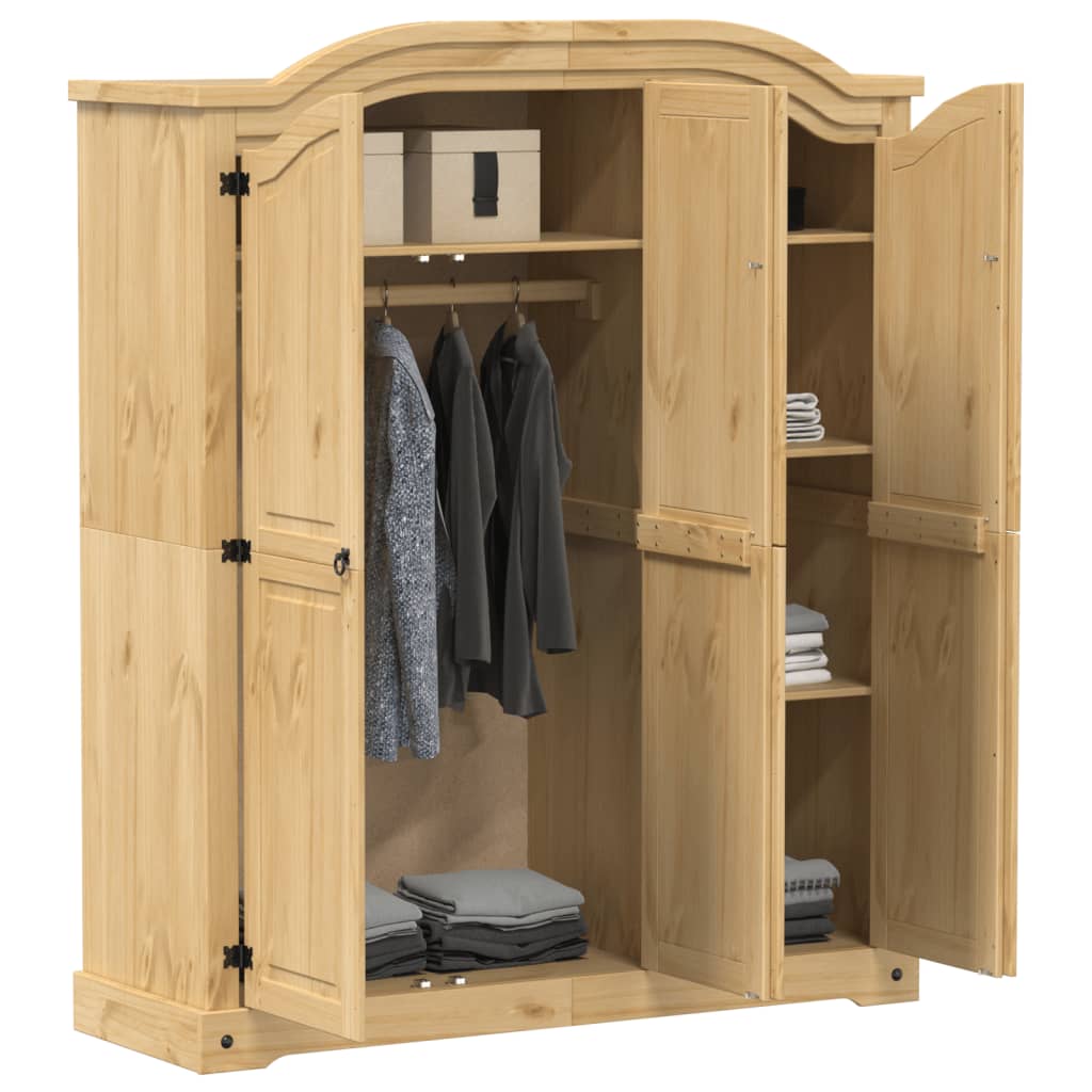 Armoire Corona 151,5x52x186 cm en bois de pin massif