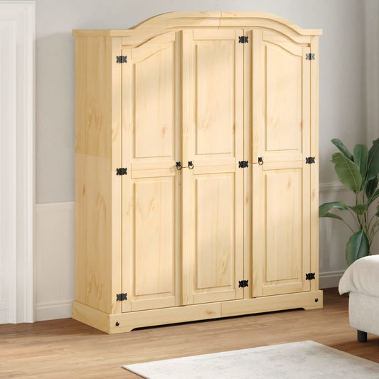 Armoire Corona 151,5x52x186 cm en bois de pin massif