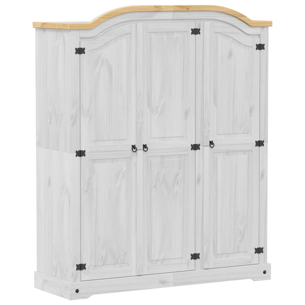 Armoire Corona Blanc 151,5x52x186 cm en bois de pin massif