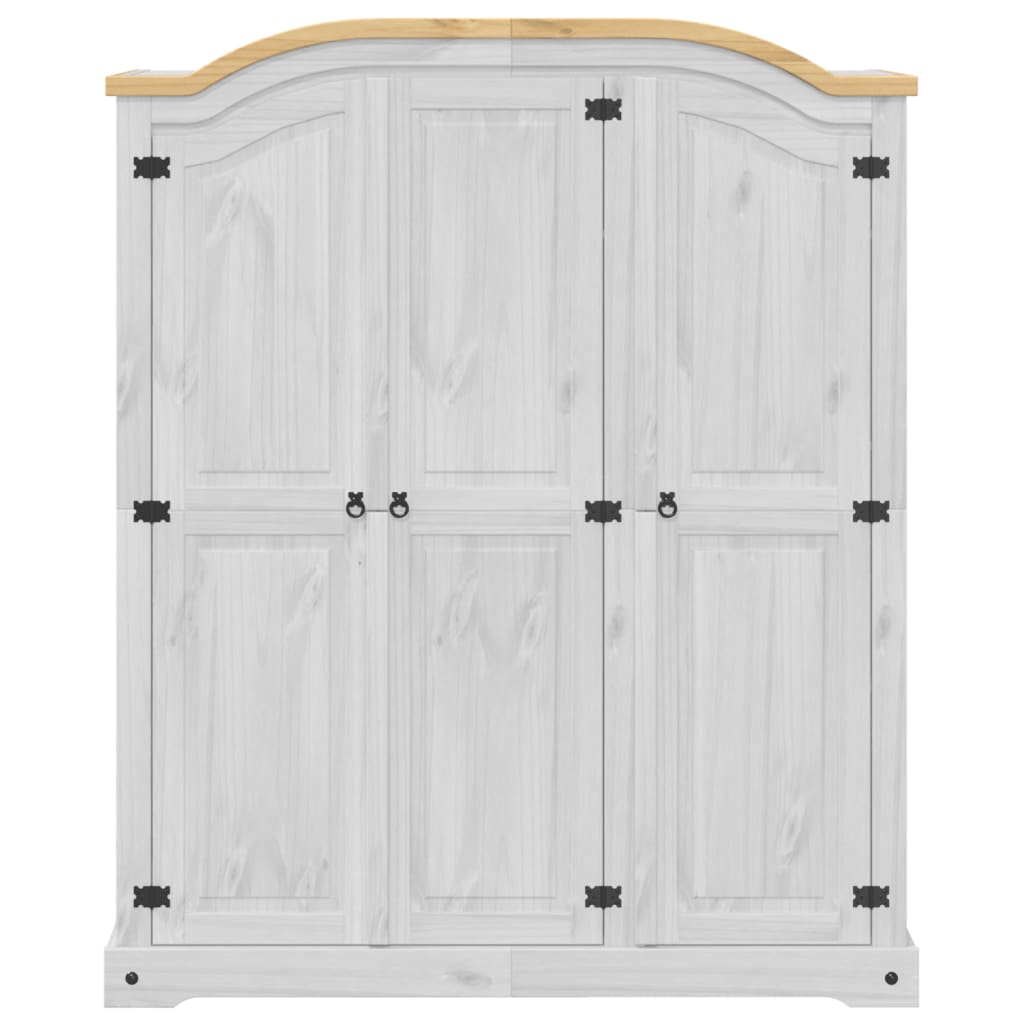 Armoire Corona Blanc 151,5x52x186 cm en bois de pin massif