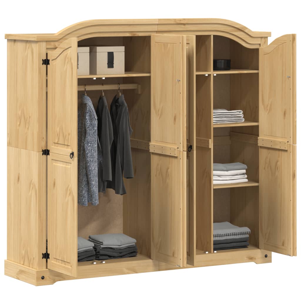 Armoire Corona 194x52x186 cm en bois de pin massif