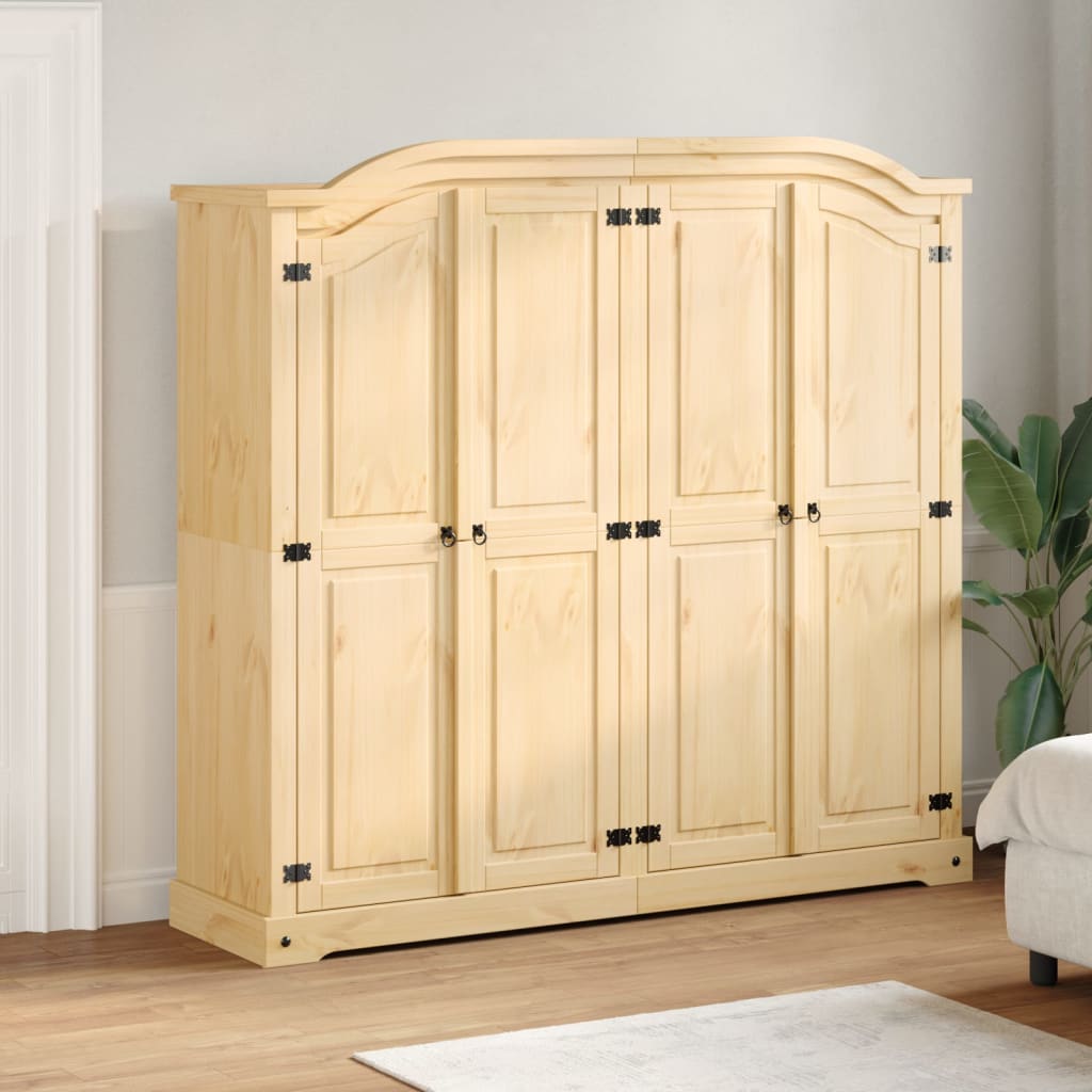 Armoire Corona 194x52x186 cm en bois de pin massif