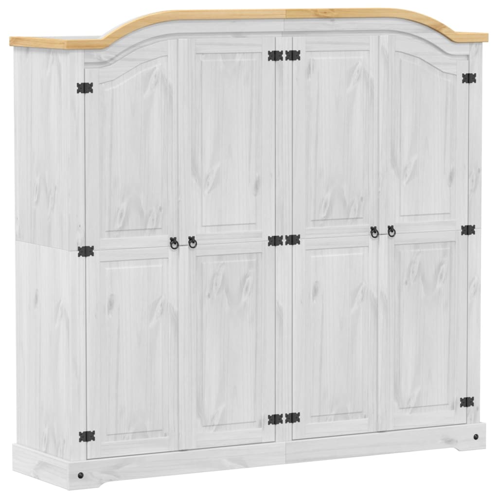 Armoire Corona Blanc 194x52x186 cm bois de pin massif