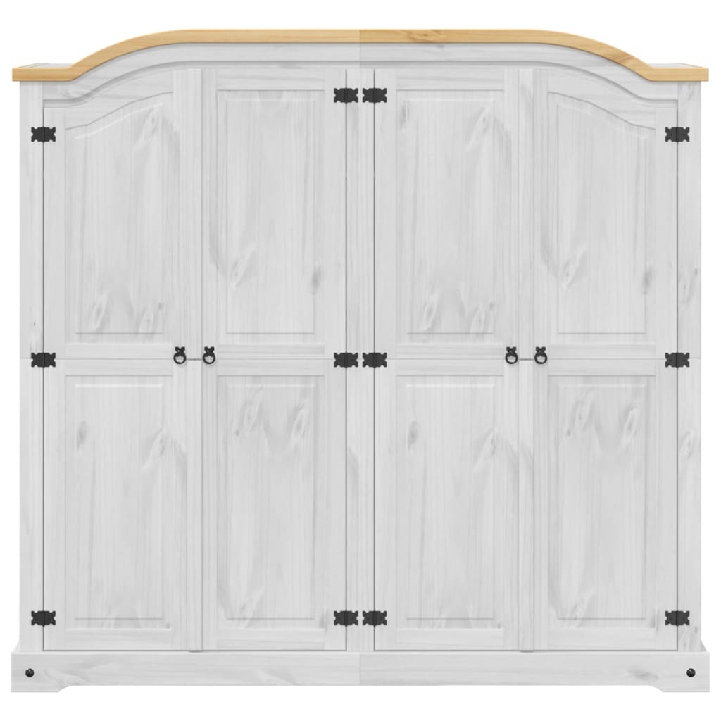 Armoire Corona Blanc 194x52x186 cm bois de pin massif