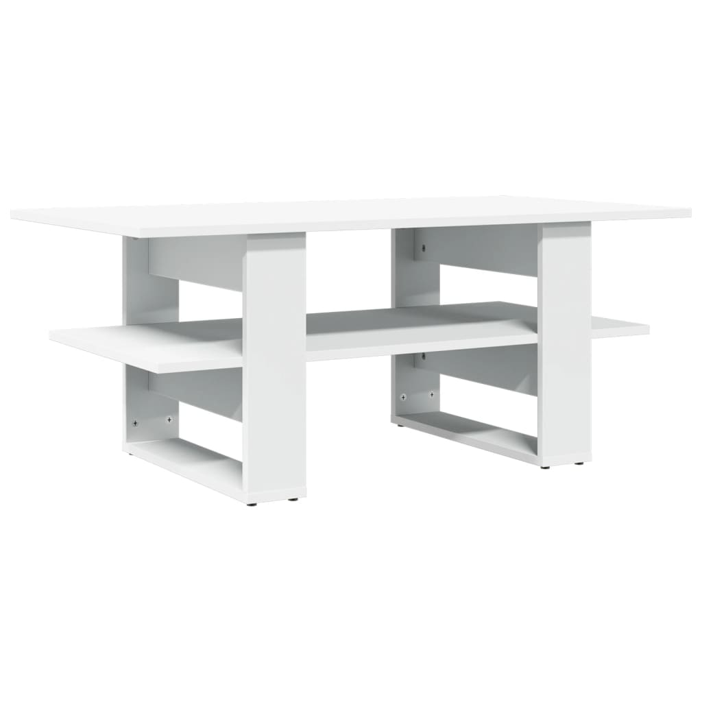 Table basse blanche 102x55x42 cm en bois