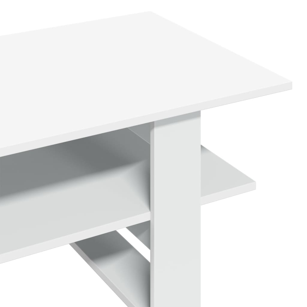 Table basse blanche 102x55x42 cm en bois