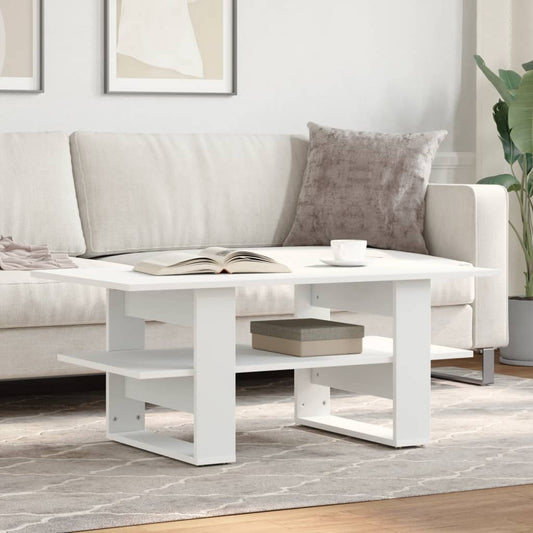 Table basse blanche 102x55x42 cm en bois