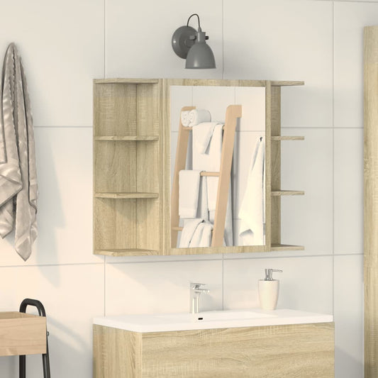 Armoire de toilette avec miroir chêne Sonoma 80x20,5x64 cm matériau bois