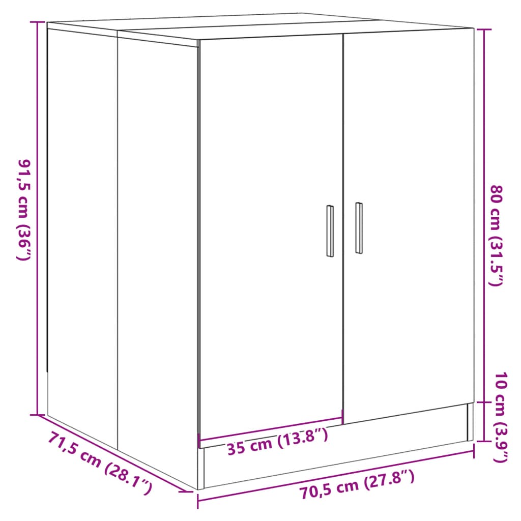 Meuble lave-linge chêne Sonoma 70,5x71,5x91,5 cm