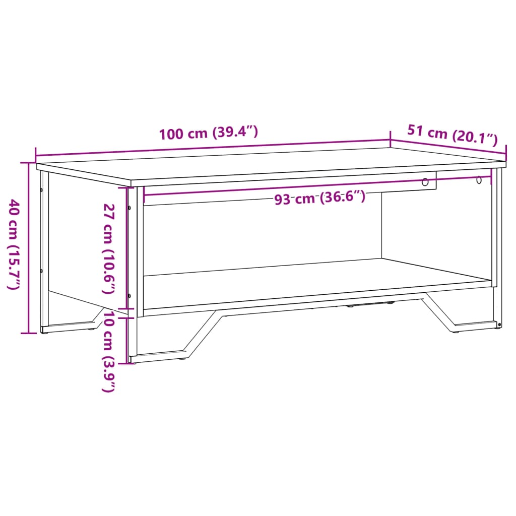 Coffee Table Black 100x51x40 cm Wood Material