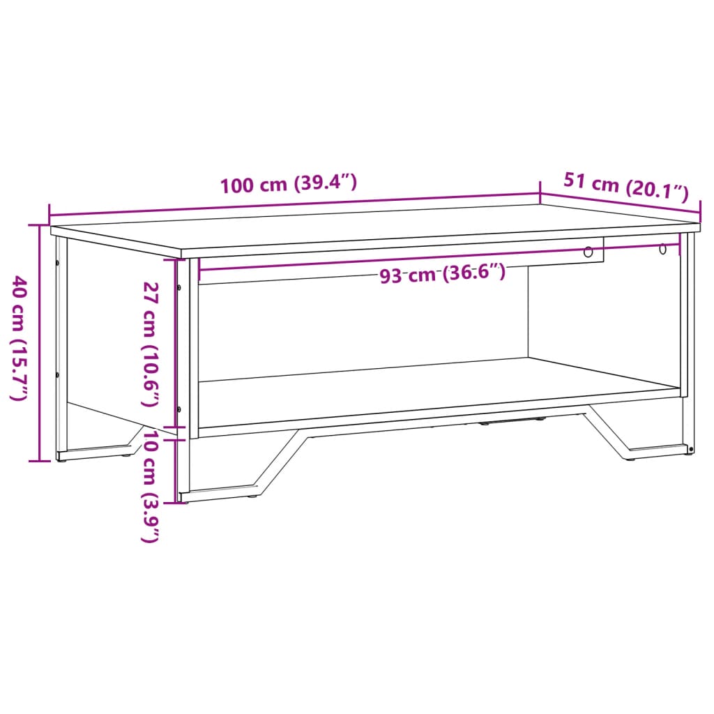 Coffee table Sonoma oak 100x51x40 cm wood material