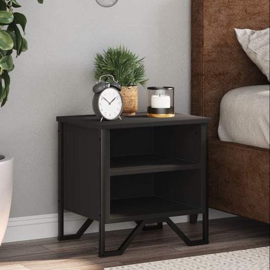Bedside Table Black 40x30x40 cm Wood Material
