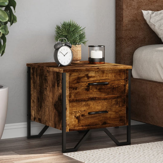 Tables de chevet 2 pcs. chêne fumé 40x41x40 cm matériau bois