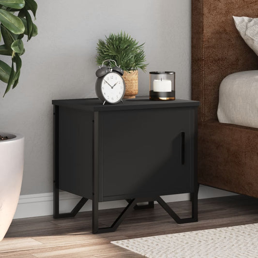 Bedside Table Black 40x30x40 cm Wood Material
