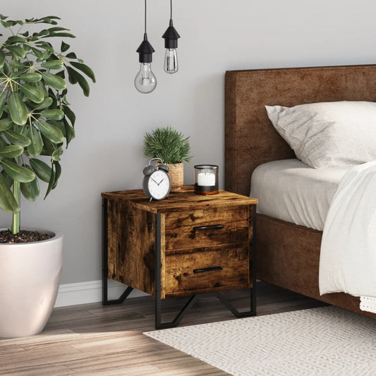 Bedside table smoked oak 40x30x40 cm wood material