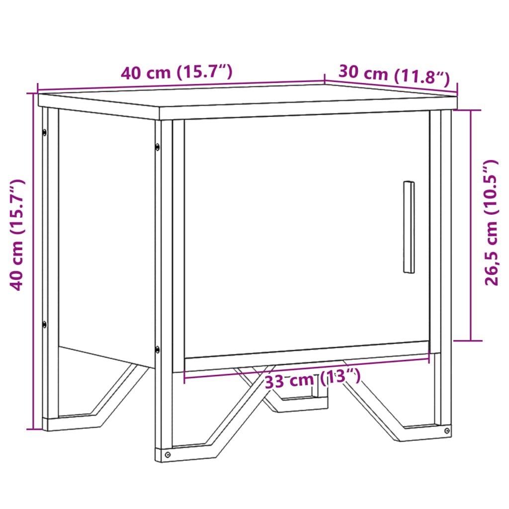 Table de chevet grise Sonoma 40x30x40 cm en bois