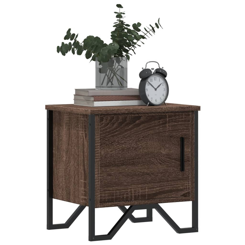 Table de chevet aspect chêne marron 40x30x40 cm en bois