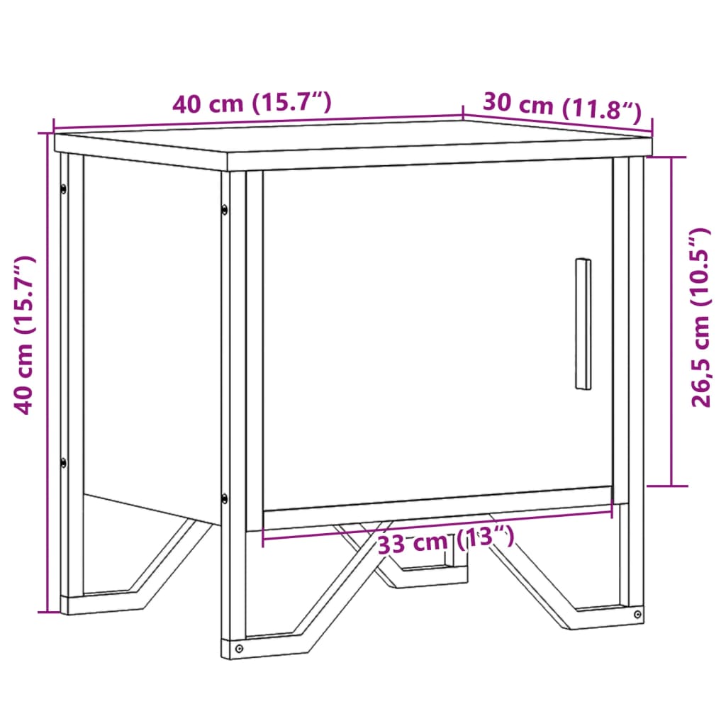 Nachttisch Braun Eichen-Optik 40x30x40 cm Holzwerkstoff