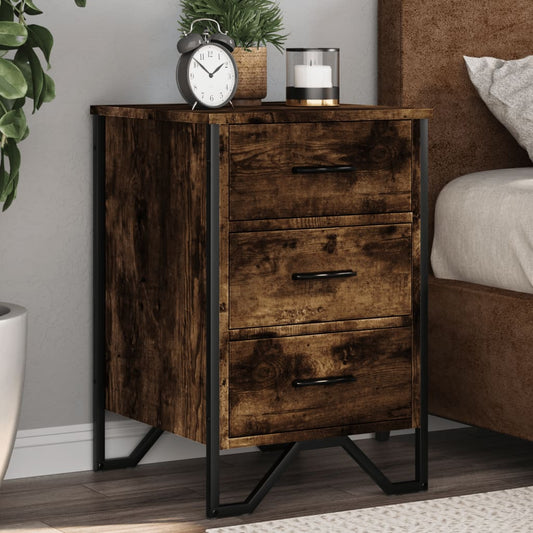 Bedside table smoked oak 40x41x60 cm wood material