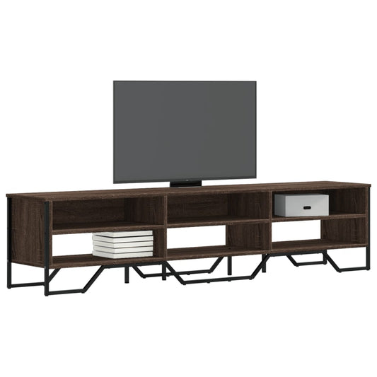 Meuble TV aspect chêne marron 180x34x41 cm matériau bois