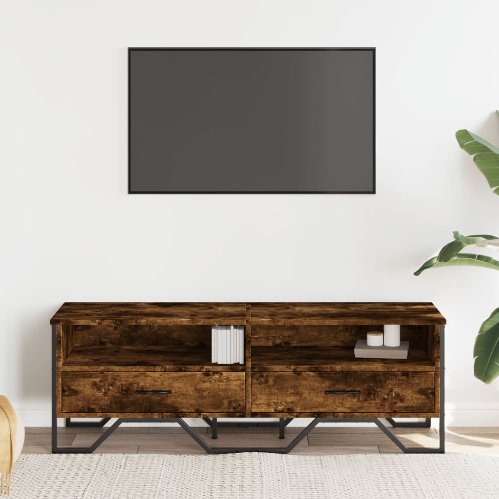 Meuble TV chêne fumé 122x34x41 cm matériau bois