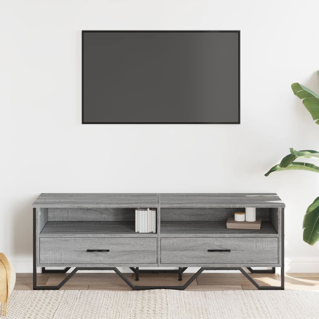 TV Cabinet Gray Sonoma 122x34x41 cm Wood Material