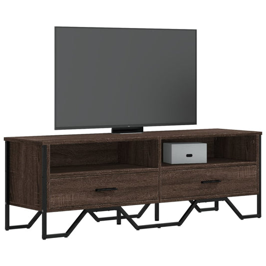 Meuble TV aspect chêne marron 122x34x41 cm matériau bois