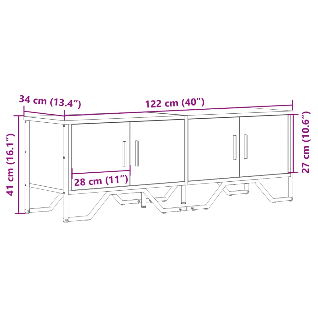 TV-Schrank Braun Eichen-Optik 122x34x41 cm Holzwerkstoff