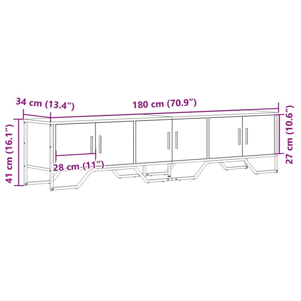 Meuble TV chêne Sonoma 180x34x41 cm matériau bois