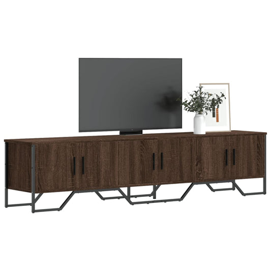 Meuble TV aspect chêne marron 180x34x41 cm matériau bois