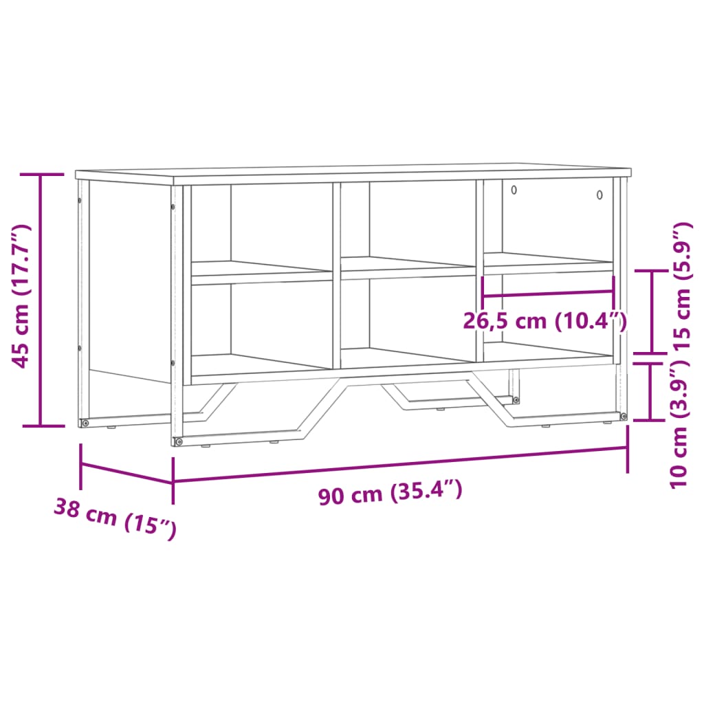 Étagère à chaussures aspect chêne marron 90x38x45,5 en bois