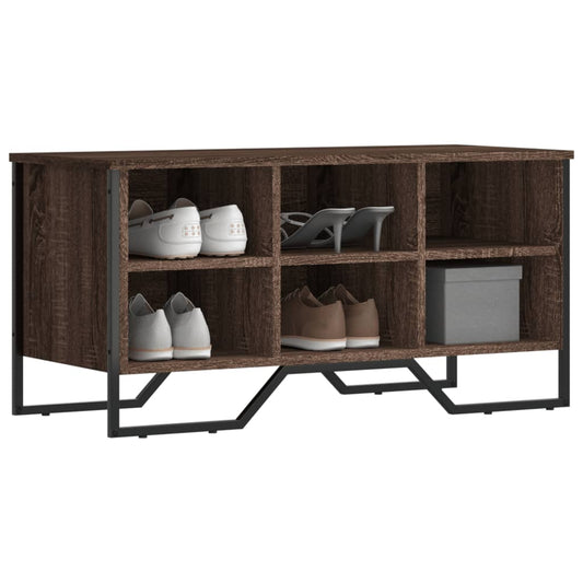 Étagère à chaussures aspect chêne marron 90x38x45,5 en bois