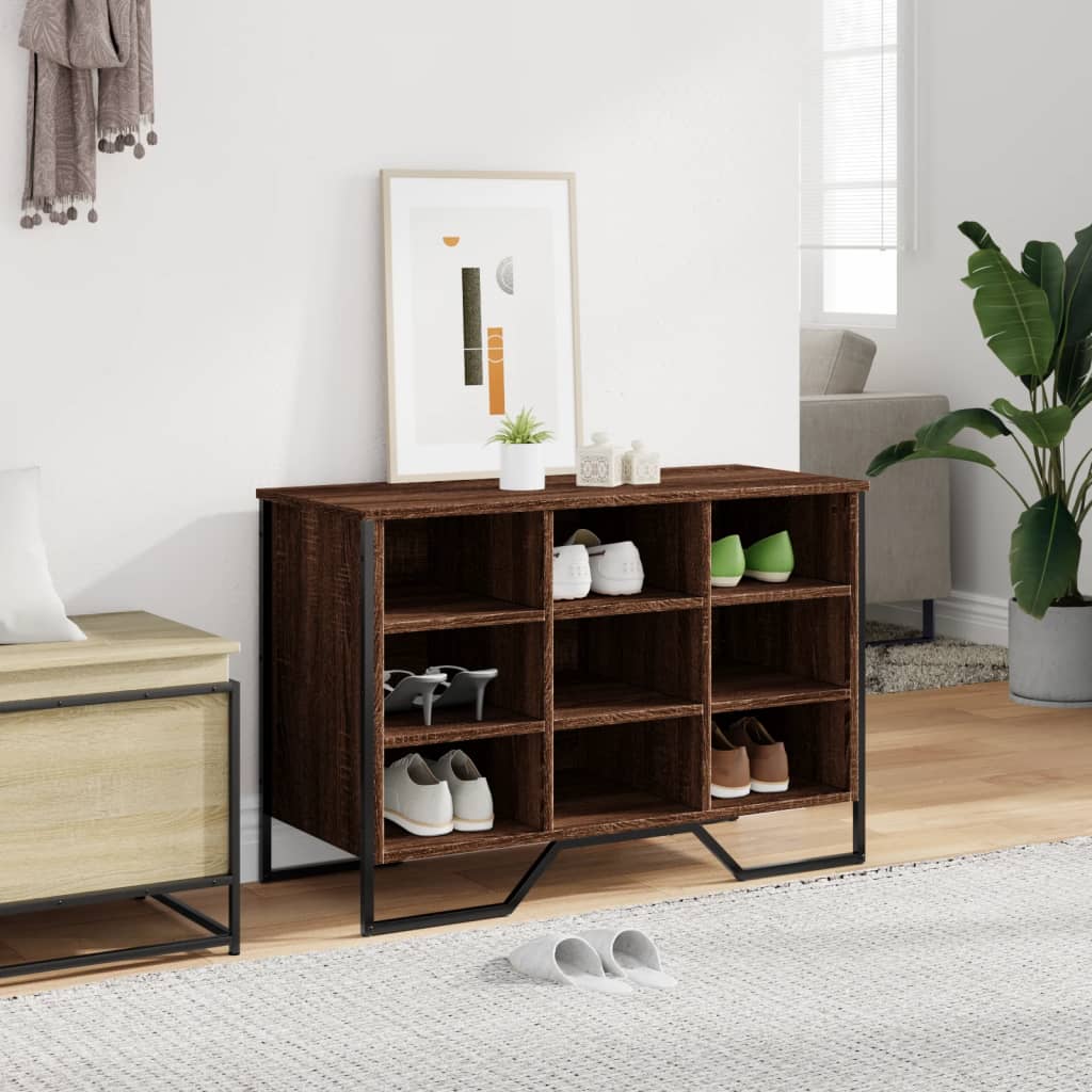 Étagère à chaussures aspect chêne marron 90x38x61,5 cm en bois