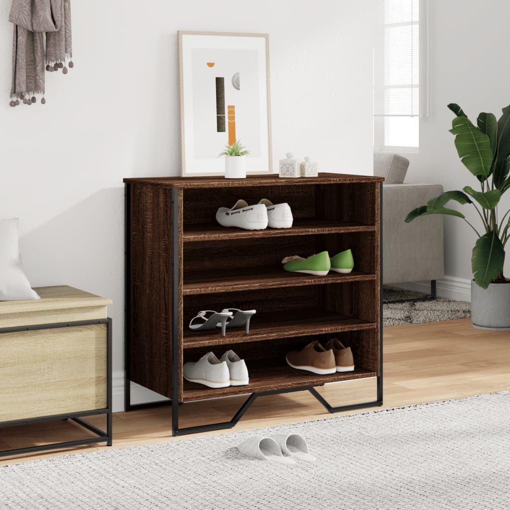 Étagère à chaussures aspect chêne marron 80x38x78 cm en bois