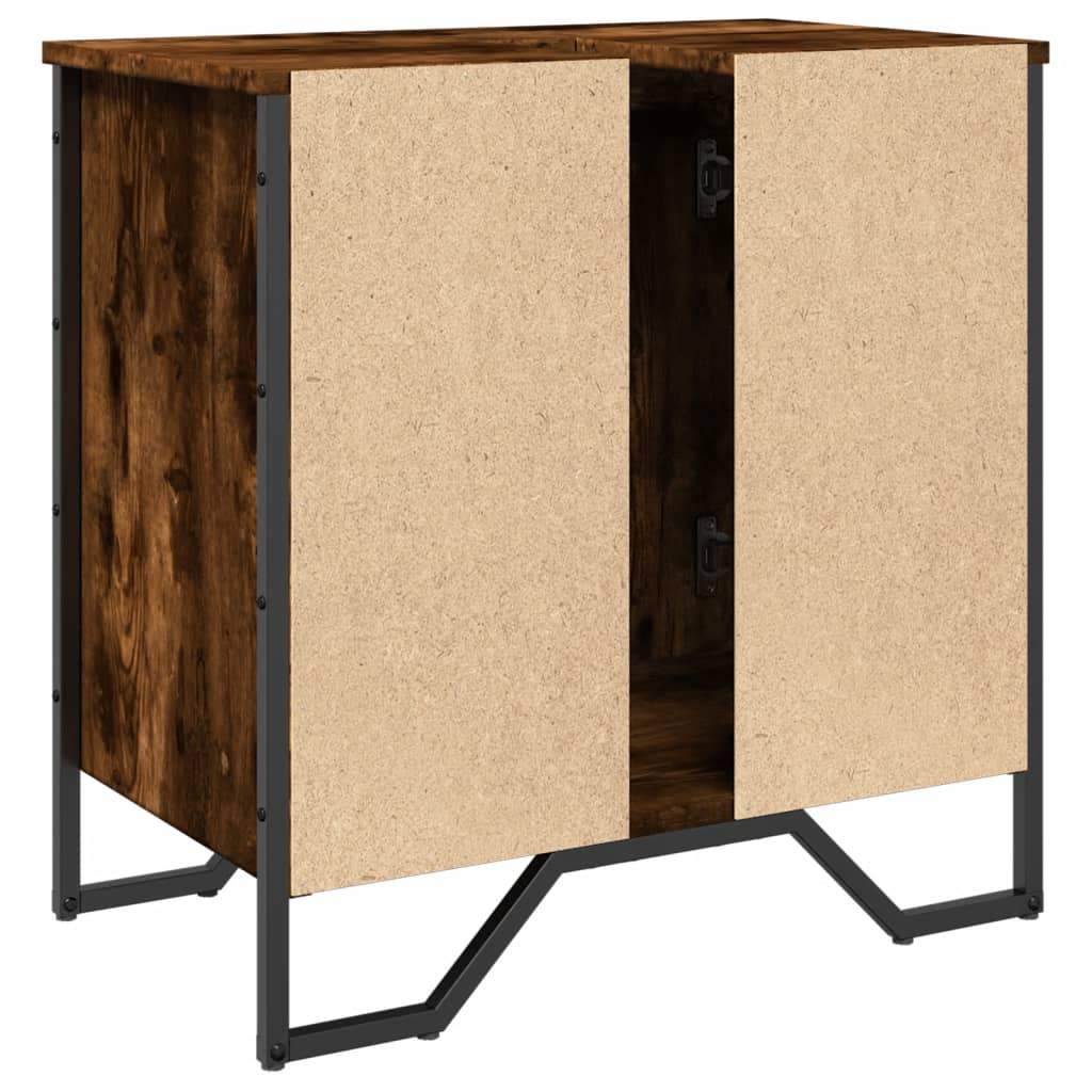 Meuble sous évier chêne fumé 60x35x60 cm en bois