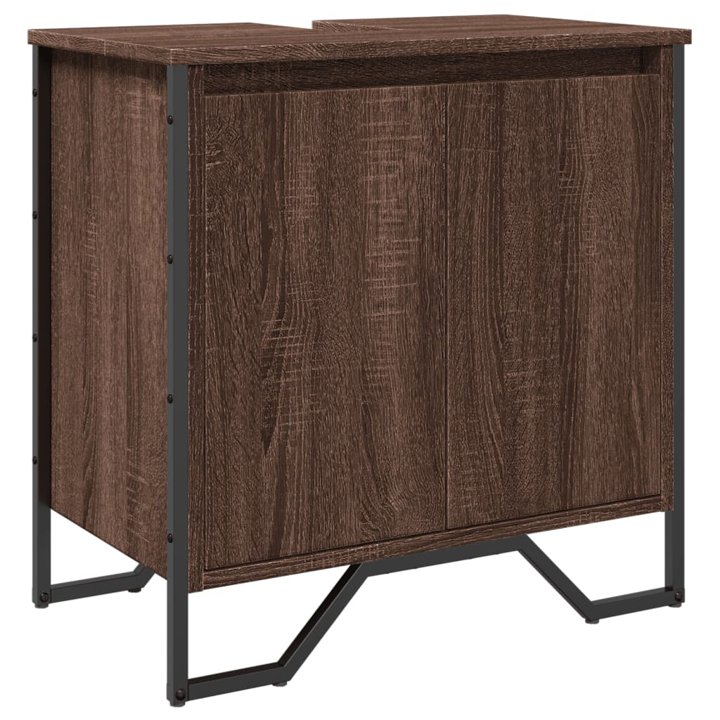 Meuble vasque aspect chêne marron 60x35x60 cm