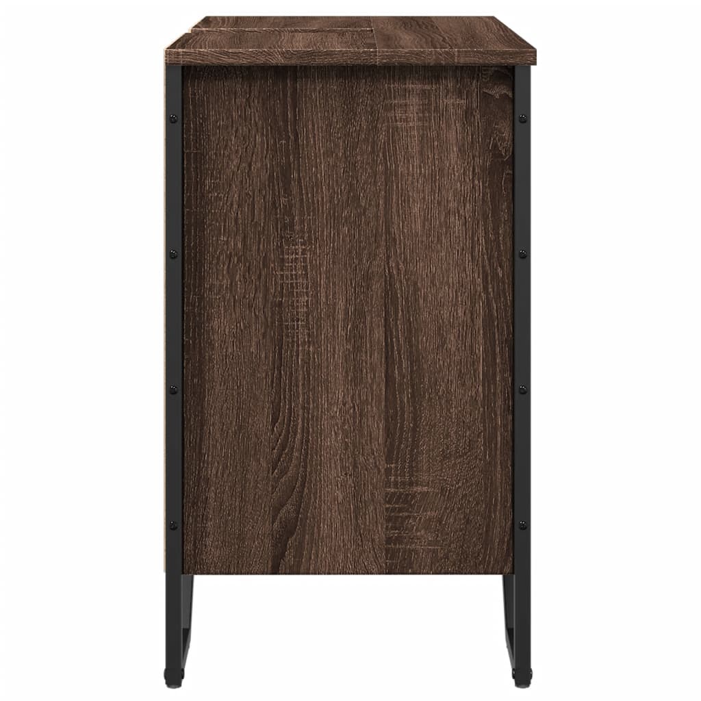 Meuble vasque aspect chêne marron 60x35x60 cm