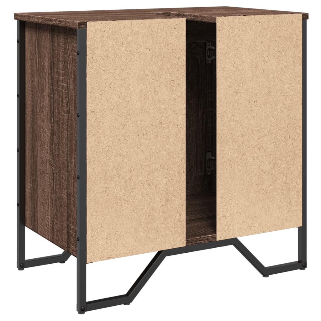 Meuble vasque aspect chêne marron 60x35x60 cm