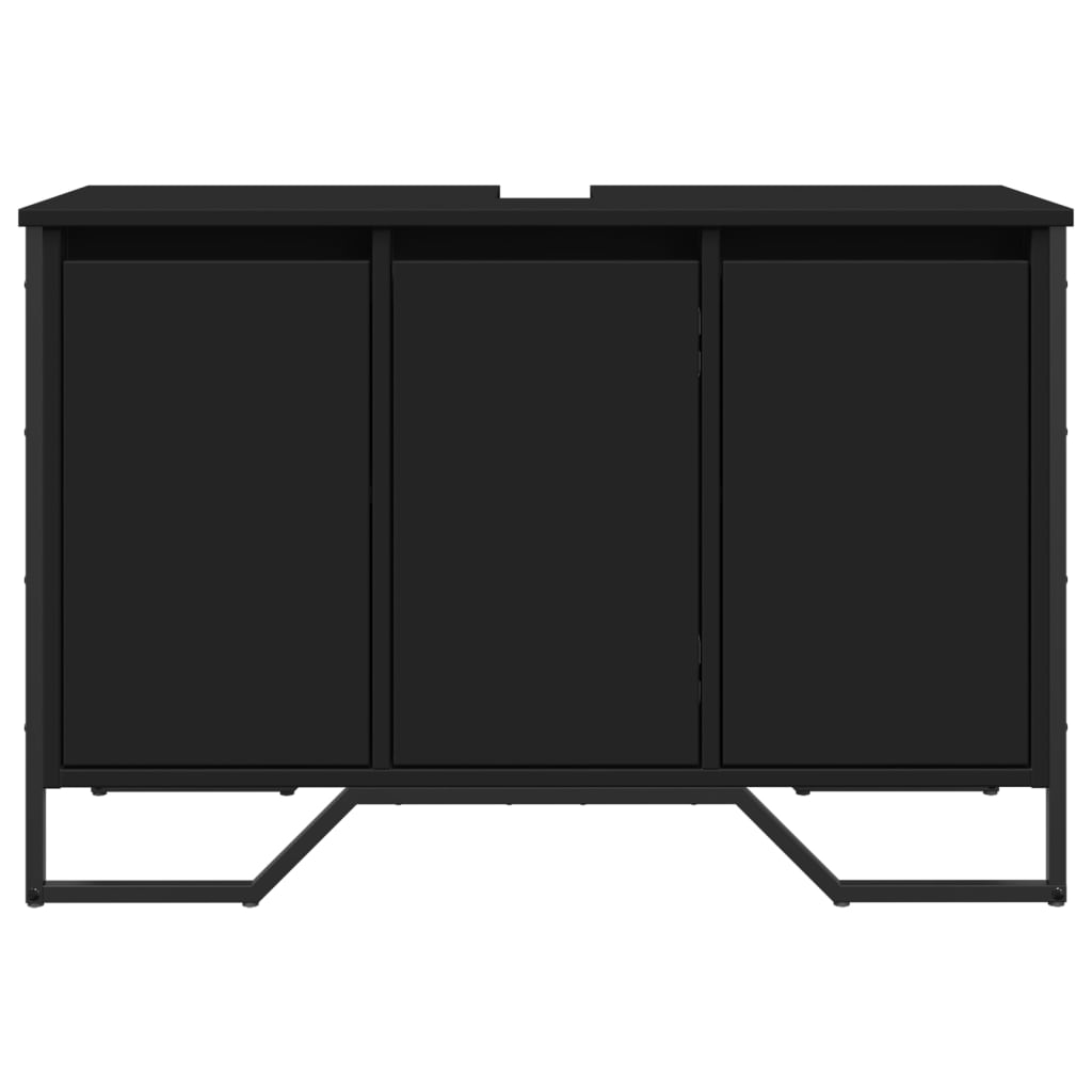 Waschbeckenunterschrank Schwarz 91x35x60 cm Holzwerkstoff