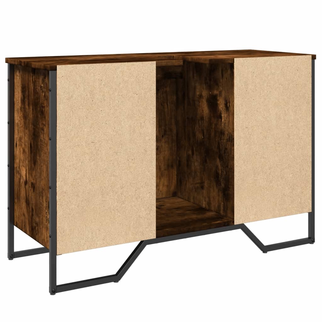 Meuble sous évier chêne fumé 91x35x60 cm en bois