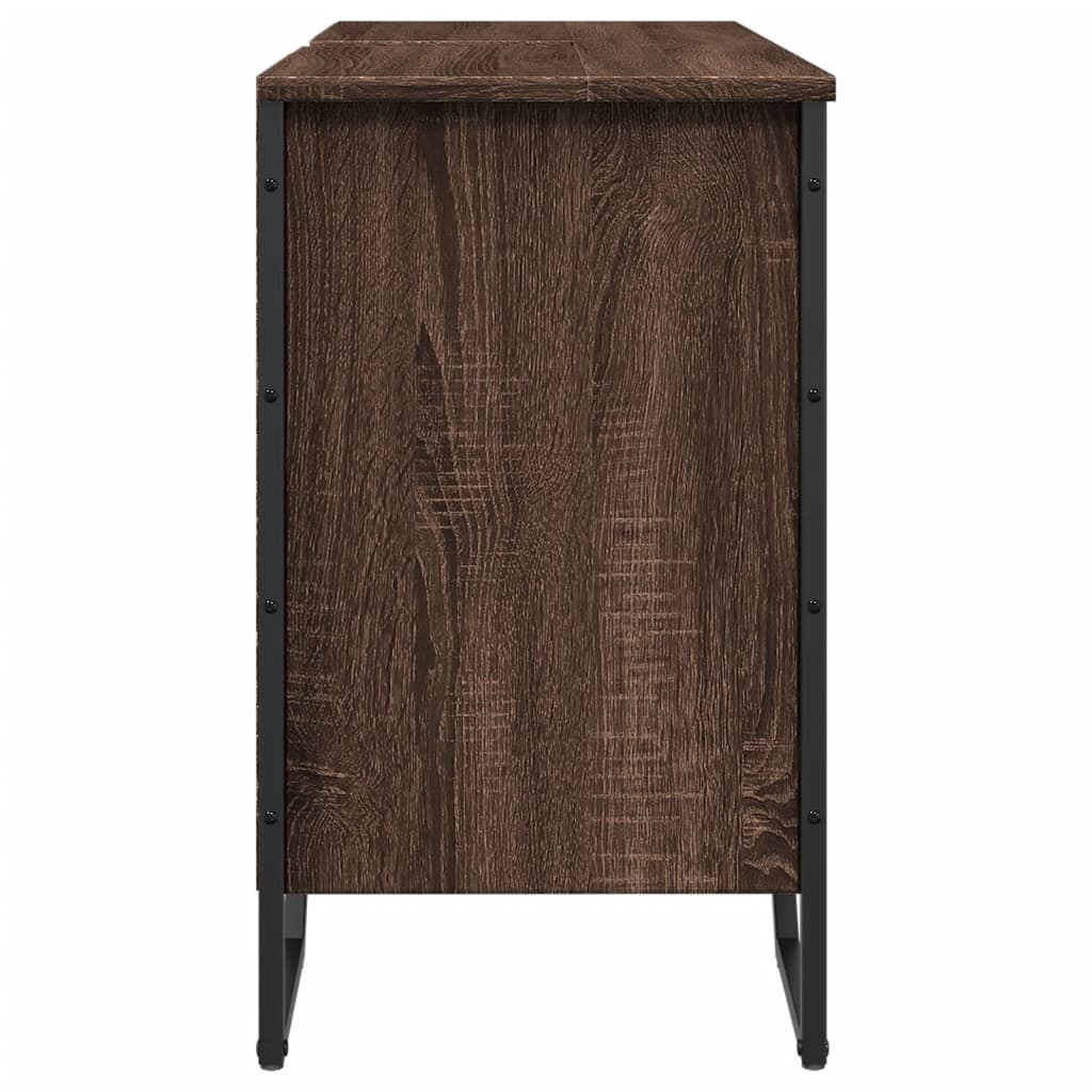 Meuble vasque aspect chêne marron 91x35x60 cm