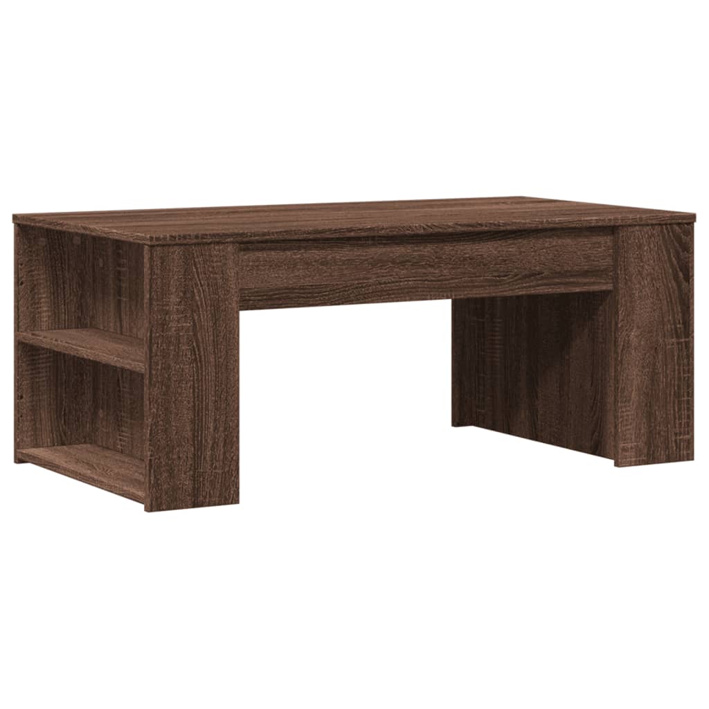 Table basse aspect chêne brun 102x55x42 cm en bois