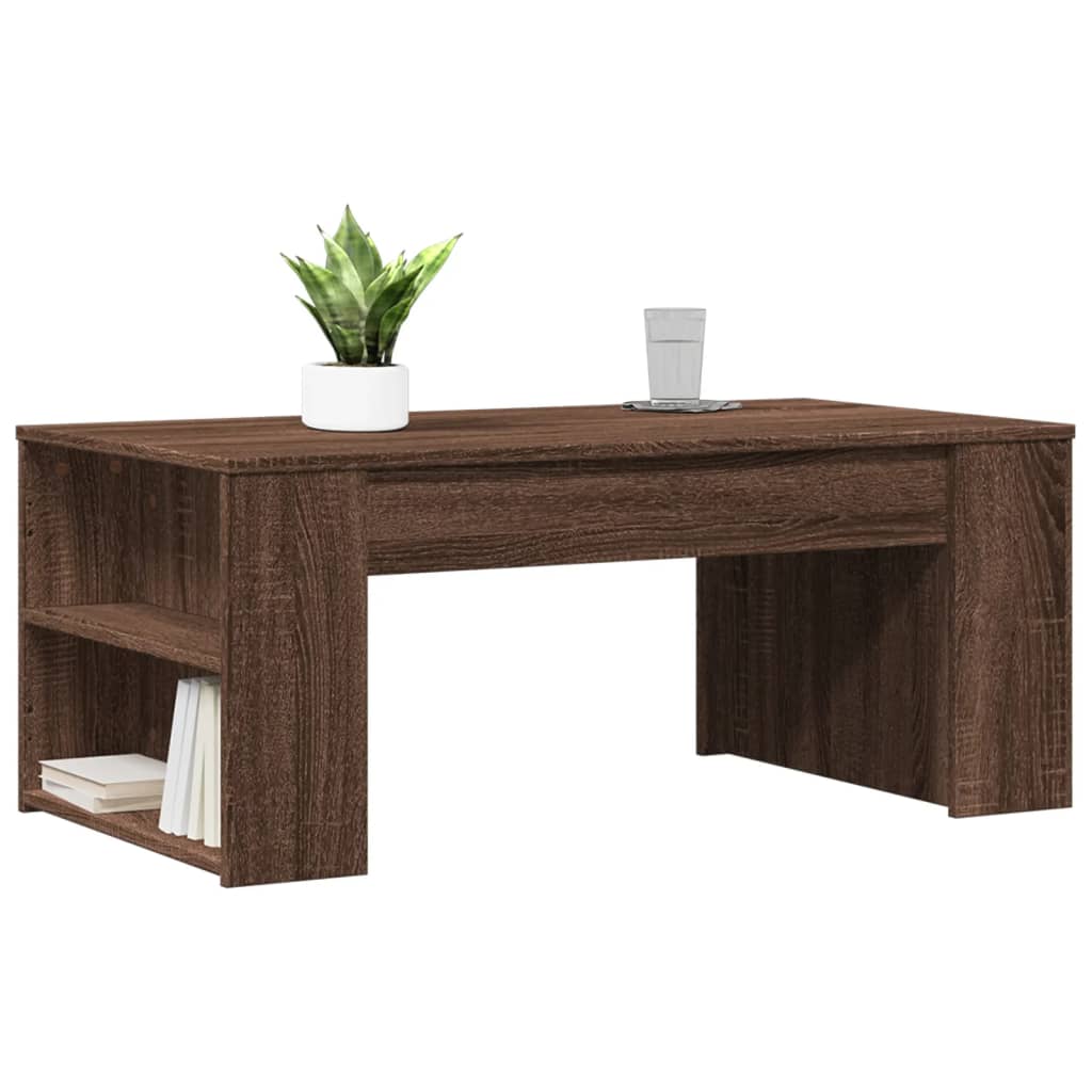 Table basse aspect chêne brun 102x55x42 cm en bois
