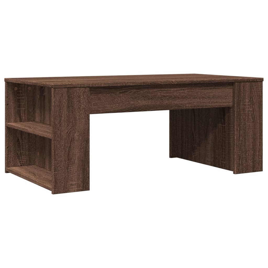 Table basse aspect chêne brun 102x55x42 cm en bois