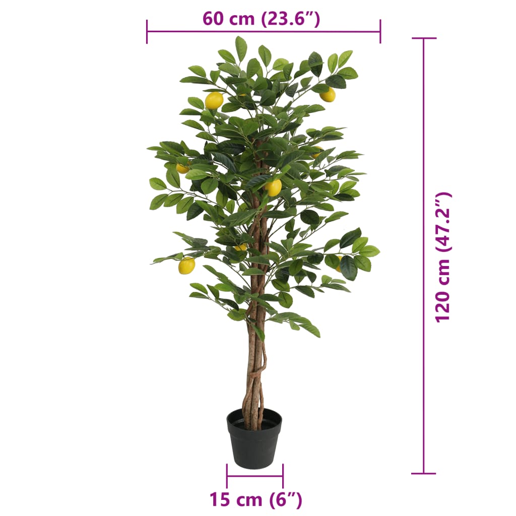 Zitronenbaum Künstlich mit 3 Stämmen Grün 120 cm PP