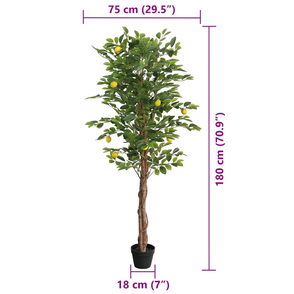 Citronnier artificiel à 3 troncs vert 180 cm PP