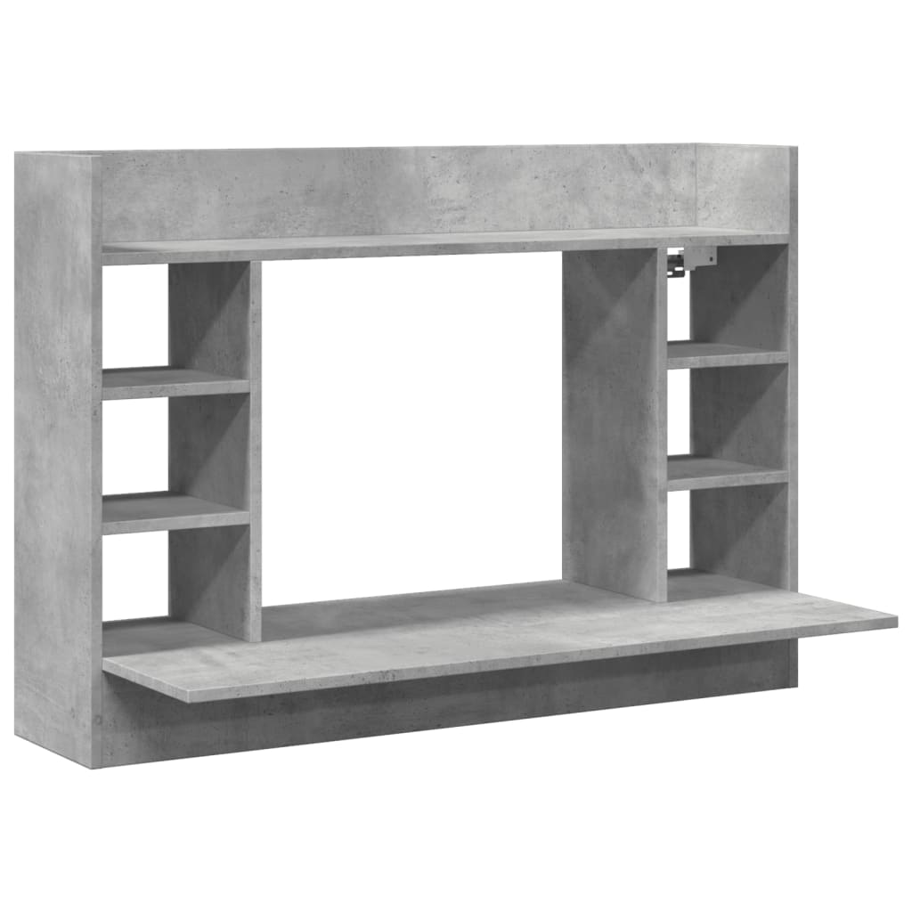 Bureau mural gris béton 105x48x75 cm en bois