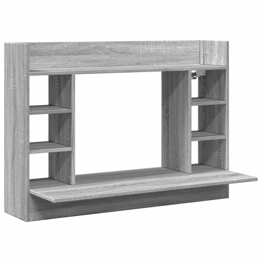Bureau mural gris Sonoma 105x48x75 cm matière bois