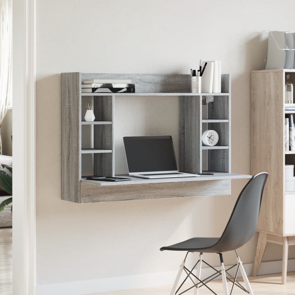 Bureau mural gris Sonoma 105x48x75 cm matière bois